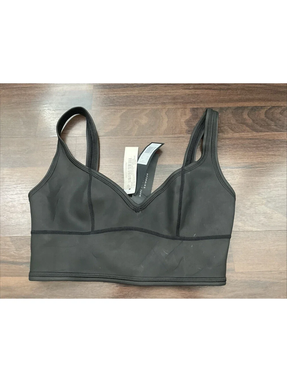 NWT Marc By Marc Jacobs Neoprene Scuba Black Longline Bikini Top Size Small